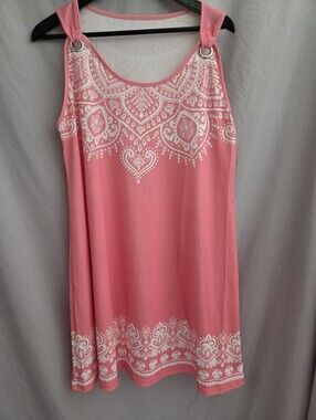 Women's Pink Sleeveless Printed A-line Dress